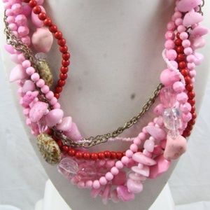 Yousi Pink Beaded Fashion Necklace